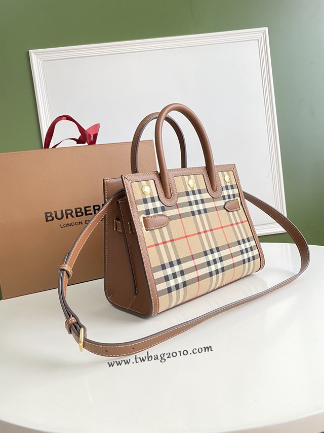 Burberry專門店新款小號Title泰爾勒手袋 巴寶莉Vintage復古格紋手提肩背女包 yxb1155